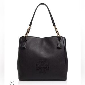 Tory Burch black leather gold chain Harper Tote shoulder handbag purse